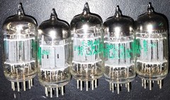 5814A/12AU7 ECC82 vacuum tubes 5pcs JAN Sylvania triple mica NOS 1965