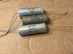 3 NOS Vintage .47 uf 400v Astron Vitamin Q Capacitors TEST GOOD Glass-Sealed PIO