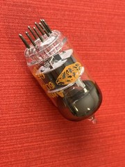 AMPEREX 6DJ8 ECC88 TUBE HOLLAND ORANGE GLOBE Cup Disc Getter (Box Y)
