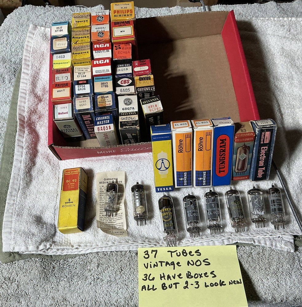 37 NOS VACUUM TUBES BRIMAR Telefunken Mullard TESLA Siemens EC92 EL805 84 ECF83