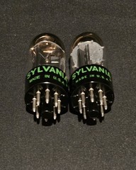 SYLVANIA 6SN7 GTB TUBE 1951 CHROME TOPPED HALO BLACK PLATES MATCHING SET