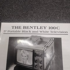 Vintage Bentley Model 100C Portable 5″ Black & White TV Television Owners Manual
