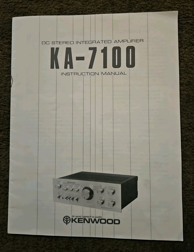 Original Kenwood KA-7100 Amplifier Instruction Manual. Very Good Condition.