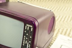 Vintage Lenoxx Sound TV-5I 5” Portable CRT Television Clear PURPLE Retro TV