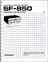 Pioneer SF-850 Electronic Crossover Network Owners Manual