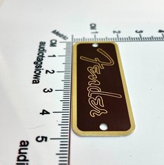 Fender Spaghetti Logo for Tweed Case Badge Custom Made Brown/Gold Aluminum