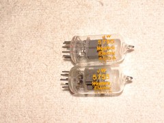2 x JW-5755 Western Electric Tubes*Clear Top*Very Strong Pair*1954-5*Military*#8