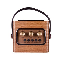 Fuse Andle Brown Real Wood Vintage Retro Bluetooth Speaker w/ Leather Handle
