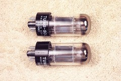 Two, Tung-Sol USA 6SN7GTB, TALL bottle, D-getter, match date pair, 6SN7GT eq