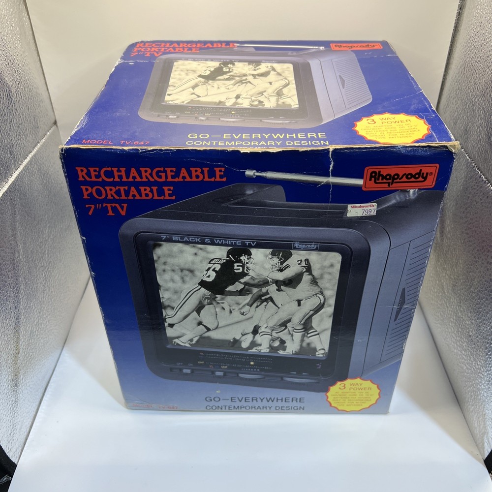 Vintage Rhapsody Model TV– 647 Rechargeable Portable 7 Inch