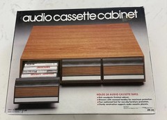 Vintage Audio Cassette Cabinet New In Box & Sealed Wood Grain Finish