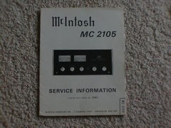 Vintage Original McIntosh MC2105 Service Manual. Good Condition.