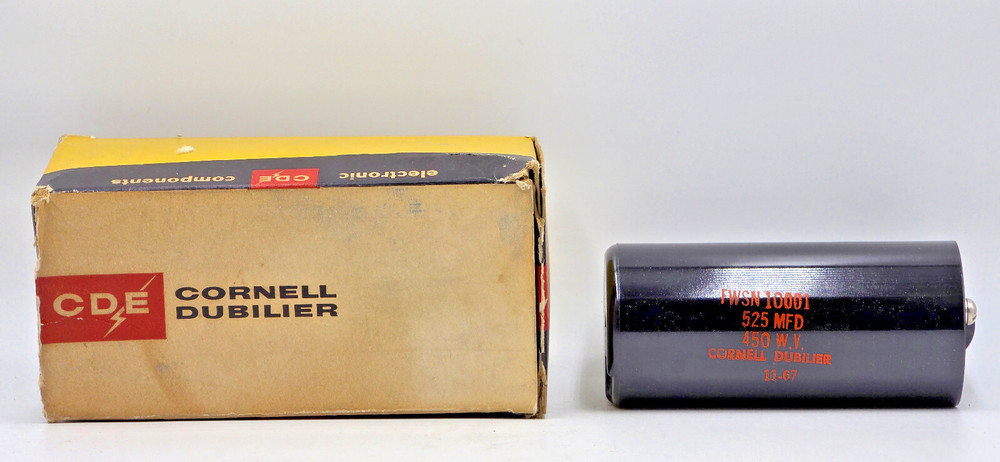 3 X NOS Electrolytic Capacitor FWSN 10001 Cornell Dubilier 525uF MFD 450V