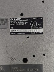 Sharp Cassette Recorder RD-771AV AC Cord Portable Tape Deck Gray Vintage Unit