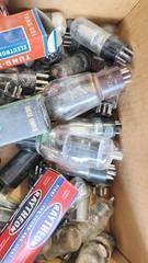 Big LOT of 50 Radio/Television Vacuum Tubes. Some New in Box, Unknown Others