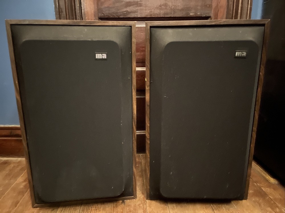 Pair Of MA Micro Acoustic Speakers Serial #10375 Microstatic Floor Wood VTG