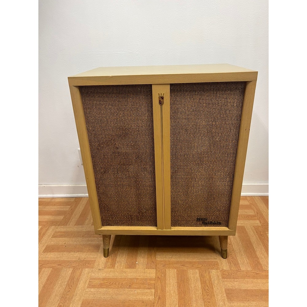 Vintage Zenith High Fidelity Record Player Console Mid Century Modern Cabinet 50