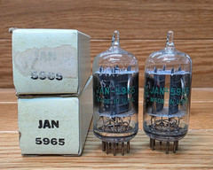 2- GE JAN 5965A 12AT7 Vacuum Tube Tested NOS/NIB Clear Top Side Getter Matched