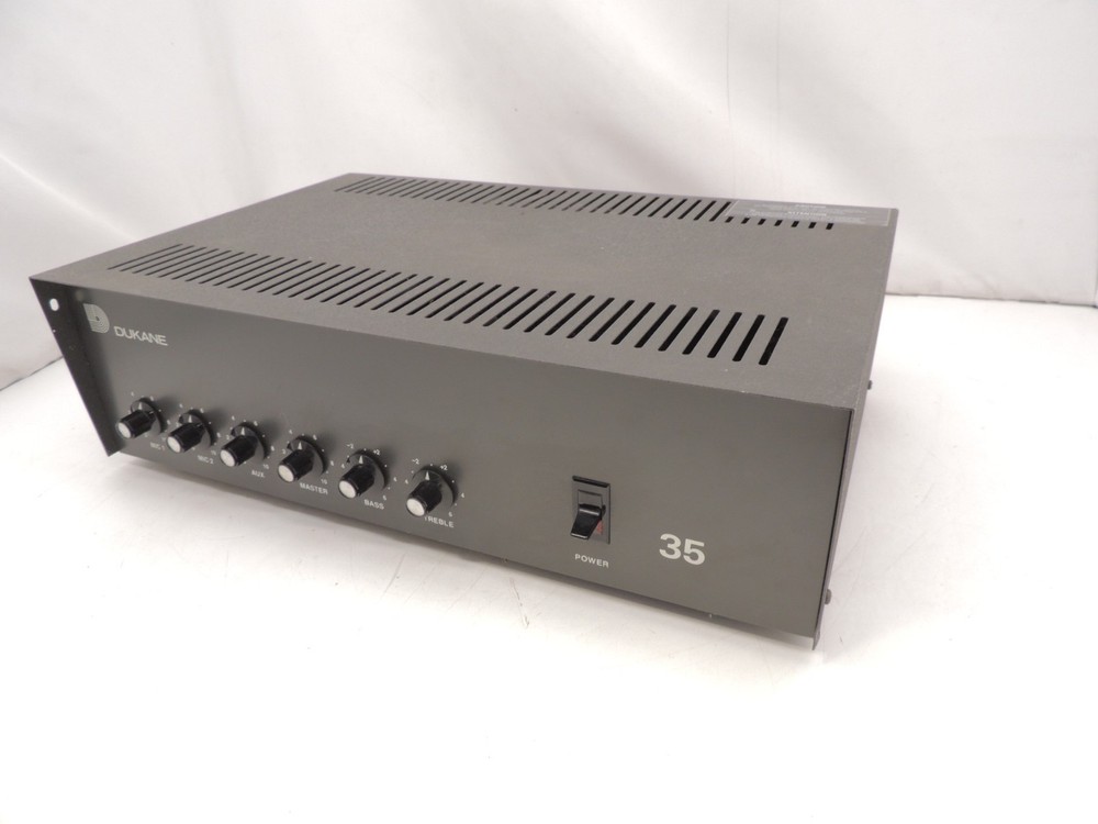Vintage 80′ Dukane 35 PA Amplifier 2 Mic Aux 4/8/16Ω 25V/70V Excellent 1A1335