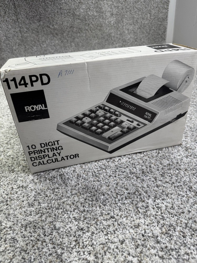 Vintage Royal 114PD Printing Calculator 10 Digit Display Box Manual Taiwan Works
