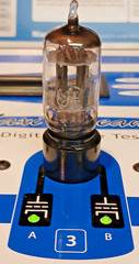 CLOSELY MATCHED HIGH GAIN (98.3, 97.5) GE 12AX7 LONG GREY PLATE HALO GETTER