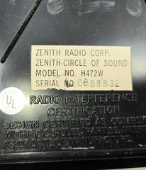 Zenith Model H472W AM/FM Clock Radio Circle of Sound Restored with Green LEDs