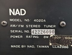 Vintage NAD Model 4020A Stereo AM/FM Tuner – TESTED & WORKING *Read Desc*
