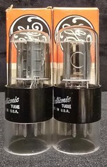GE 6SN7 GTB 1960s CHROME SIDED HALO TALL BLACK BASE PERFECT MATCHED SET NIB