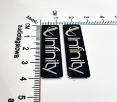 Infinity Reference Speaker Badge Logo Custom Made Satin Silver Pair