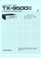 Pioneer TX-9500II AM/FM Stereo Tuner Operating Manual ( TX 9500II )