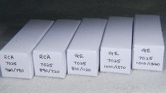 Five (5) RCA/GE (HP Label) 7025/12AX7/ECC83 Long Gray Plate USA