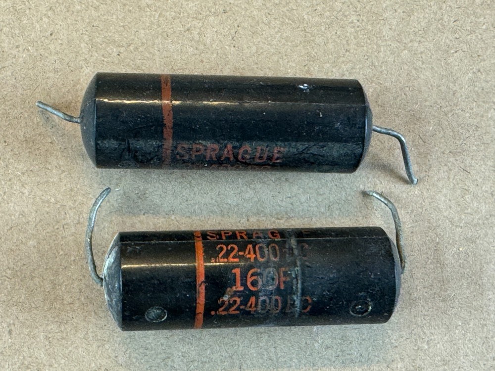 2 Vintage Sprague Black Beauty .22 uf 400v Capacitors 160P TEST GREAT low leak