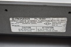 PIONEER PL-630 Direct Drive Turntable Quartz-PLL Full-Automatic. FOR PARTS