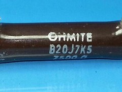 7.5K OHM 20 WATT RESISTOR OHMITE 0516 HIGH POWER SUPPLY PRESCION 5% QTY (1)