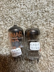 Pair Vintage Brimar 12AT7 ECC81 Grey Plate Square Getter Valves Used Tested Nos+