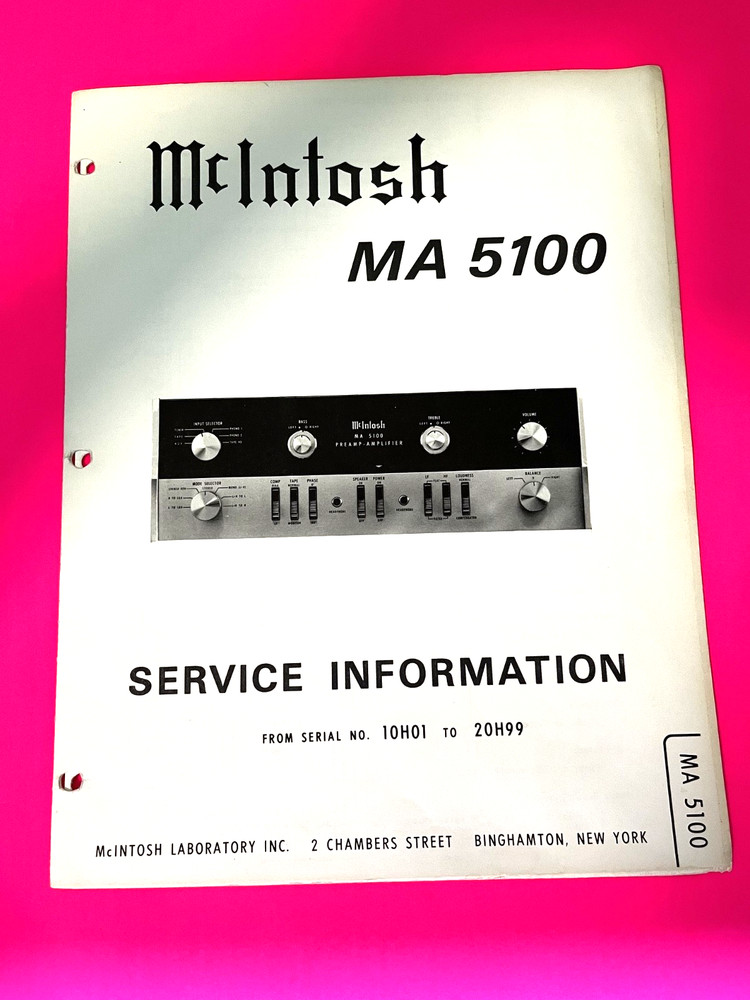McIntosh MA5100 SERVICE MANUAL – GOOD CONDITION
