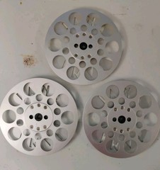 Lot of 3 Vintage Akai Die-Cut Metal Reel To Reel Tape Take-Up 7″ 1/4″ With Cases
