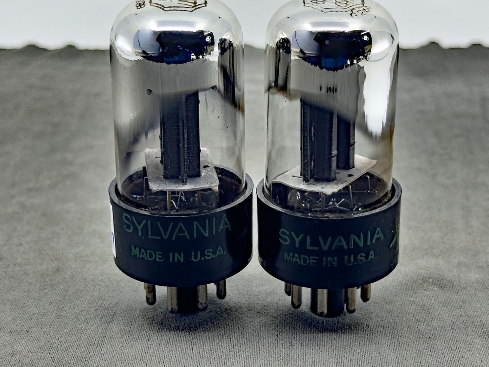 (2) Sylvania 6SN7GT Chrome Dome 3 Hole Black Plate Matched Codes 1953 Strong