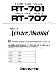 Pioneer RT-707 Reel to Reel Tape Recorder OWNER’S MANUAL & SERVICE MANUAL