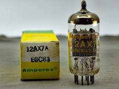 (1) NOS Amperex 12AX7A ECC83 Short Plate Dimpled Disc Getter Tests NOS Amplitrex