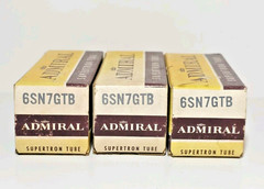 3 Date Matched Admiral /GE 6SN7GTB Vacuum Tubes Tested NOS On Calibrated TV – 7