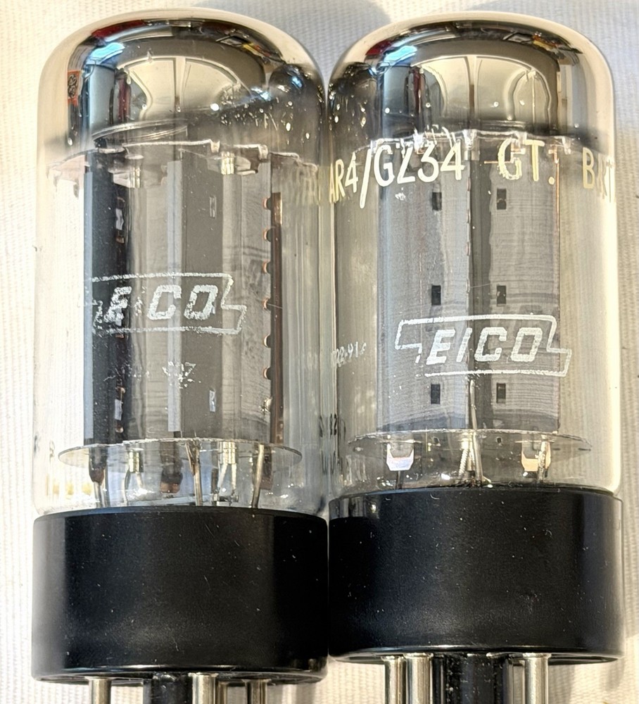 (2) Mullard EICO GZ34 5AR4 Rectifier Tubes TV7 Test 61/61 & 68/63 F32/B8H1 B8J1