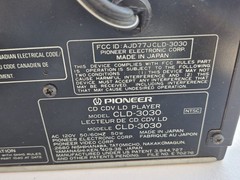 Pioneer CLD-3030 Single Side Play Laserdisc CD Video Player 1988 NO Remote