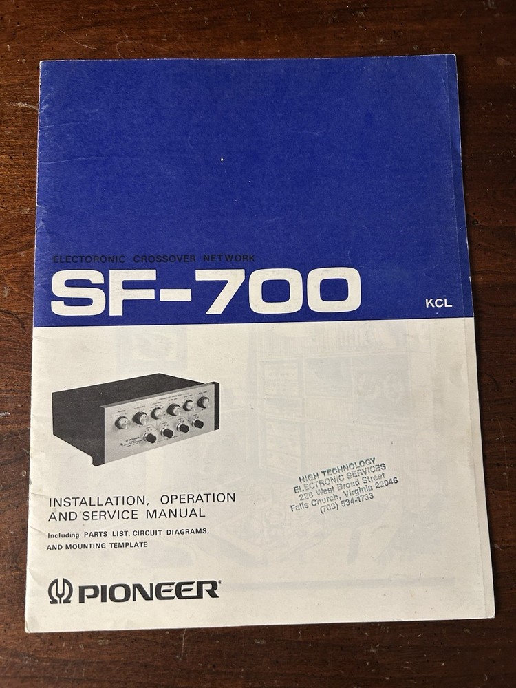Pioneer SF-700 Electronic Crossover Network Service Manual Vintage OEM Original