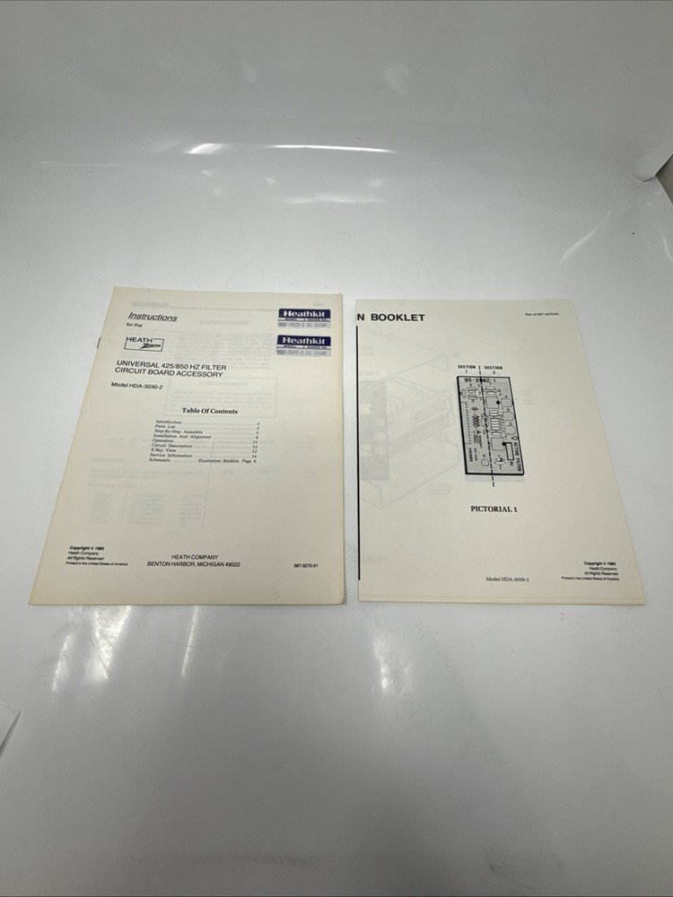 Heathkit HDA-3030-2 Universal 425/850 HZ Filter Circuit Board Accessory Manual
