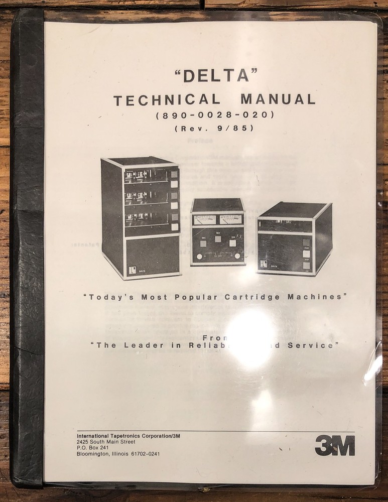 ITC / 3M Delta Model 1 2 3 4 Cartridge Player Service Manual *Original*