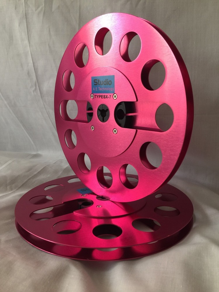 ONE PAIR New 7″ Anodized Aluminum metal Reel to Reels Burgundy Red