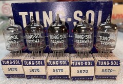 5- Tungsol 5670 Black Plate Vacuum Tubes New In Box Matching Dates