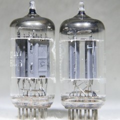 Matched Pair Telefunken ECC83/12AX7 Long Ribbed Plate Germany Diamond on Bottom