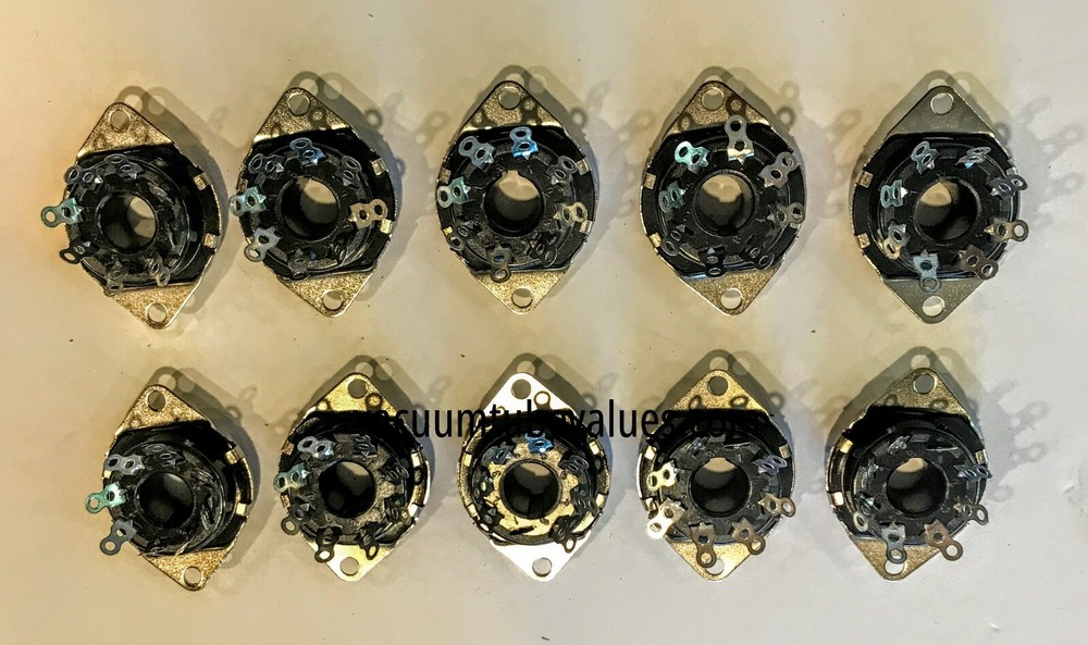8 pin Octal Vacuum Tube Socket TOP MOUNT or BOTTOM 10 TEN Pieces 1″ DIAMETER
